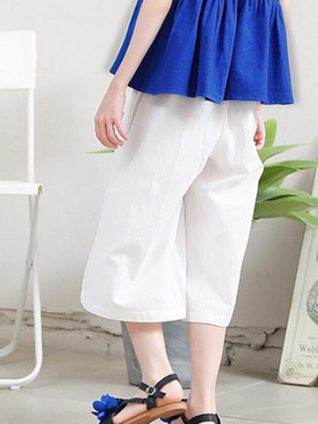 Solid Color Wide Legs Casual Pants